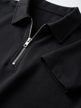 Men's Navy Cotton Zip Polo Shirt