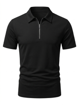 Men's Navy Cotton Zip Polo Shirt