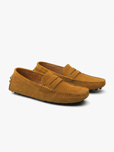 Men's Navy Suede Penny Driver Loafers