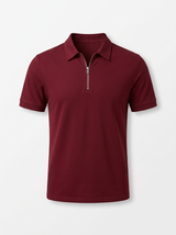 Men's Navy Cotton Zip Polo Shirt