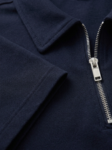 Men's Navy Cotton Zip Polo Shirt