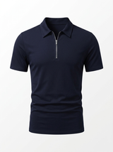 Men's Navy Cotton Zip Polo Shirt