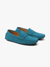 Men's Navy Suede Penny Driver Loafers