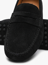 Men's Navy Suede Penny Driver Loafers