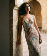 Women's Sequin Chevron Evening Maxi Dress