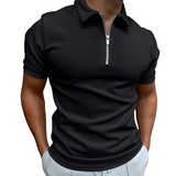 Men's Navy Cotton Zip Polo Shirt