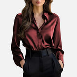 Women’s Satin Feel Long Sleeve Blouse – Heritage Style