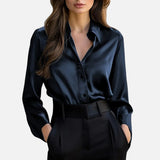 Women’s Satin Feel Long Sleeve Blouse – Heritage Style