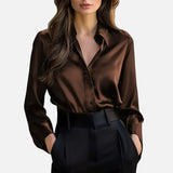 Women’s Satin Feel Long Sleeve Blouse – Heritage Style
