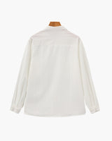 Men's White Striped Cotton Long Sleeve Shirt