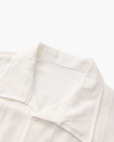 Men's White Striped Cotton Long Sleeve Shirt