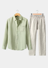 Men’s Linen Shirt and Pants Set – Sage