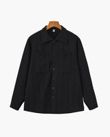 Men's White Striped Cotton Long Sleeve Shirt