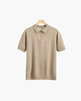 Men's Beige Knit Polo Shirt