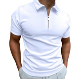 Men's Navy Cotton Zip Polo Shirt