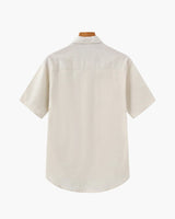 Men's Cream Short Sleeve Linen Polo Shirt