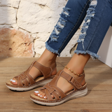 Women's Black Suede Woven Strap Wedge Sandals