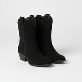 Women's Cream Suede Western Boots - Perforated Detail