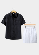 Men’s Linen Short Sleeve Shirt & Shorts Set
