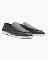 Men's Navy and Gray Textured Leather Loafers