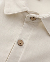 Men's Cream Short Sleeve Linen Polo Shirt