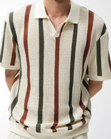 Men's Striped Knit Polo Shirt - Resort