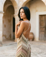 Women's Sequin Chevron Evening Maxi Dress