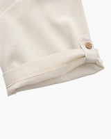 Men's Cream Short Sleeve Linen Polo Shirt