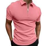 Men's Navy Cotton Zip Polo Shirt