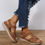 Women's Black Suede Woven Strap Wedge Sandals