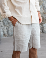 Men's White Linen Tailored Shorts
