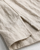Men's Beige Linen Overshirt with Chest Pockets