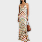 Women's Sequin Chevron Evening Maxi Dress