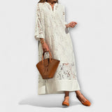 Women's Cream Lace Midi Dress