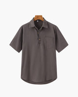 Men's Cream Short Sleeve Linen Polo Shirt