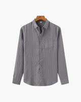 Men's Cream Linen Long Sleeve Shirt
