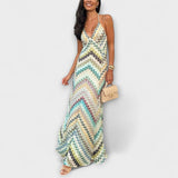 Women's Sequin Chevron Evening Maxi Dress