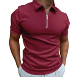 Men's Navy Cotton Zip Polo Shirt