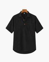 Men's Cream Short Sleeve Linen Polo Shirt