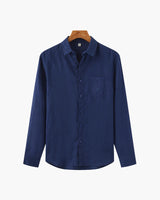 Men's Cream Linen Long Sleeve Shirt