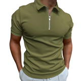 Men's Navy Cotton Zip Polo Shirt