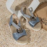 Women's Beige Mesh Espadrille Wedge Sandals