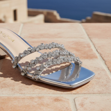 Women's Diamante Leather Flat Sandals