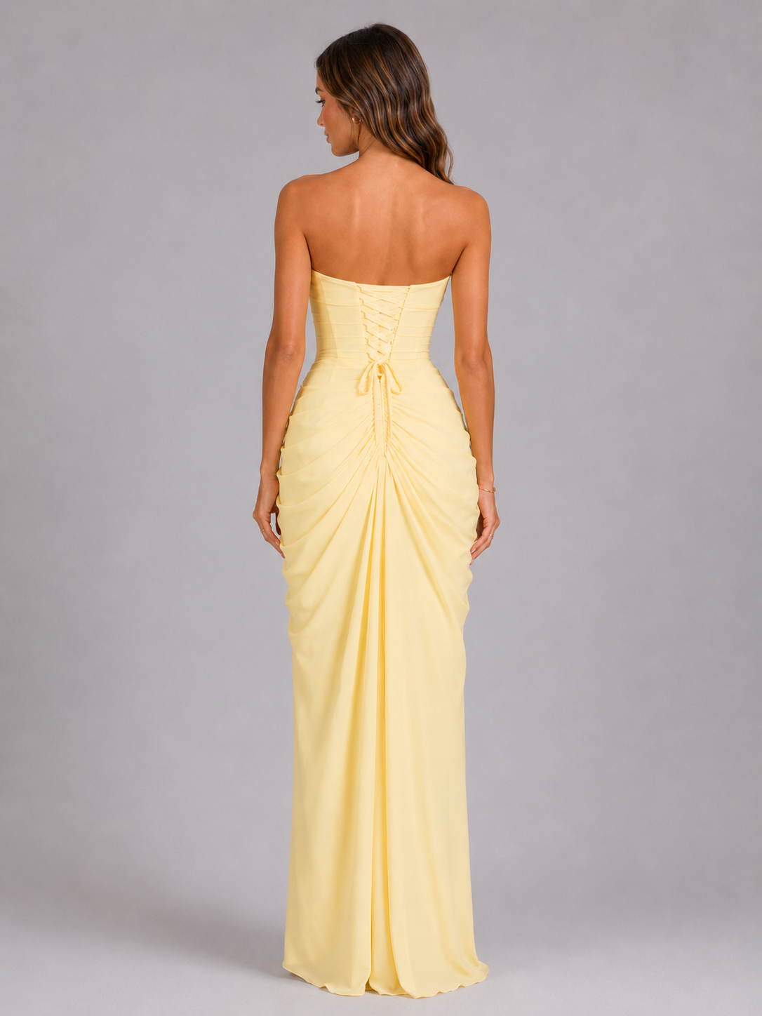 Women's Strapless Draped Maxi Dress