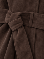Women's Suede Belted Jacket | Short Trench Style Coat