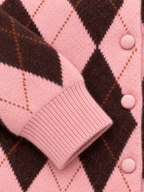 Women's Argyle Cropped Cardigan | Diamond Knit Button Front