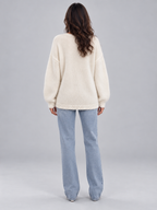 Women's 3D Floral Knit Jumper | Oversized Crew Neck Sweater