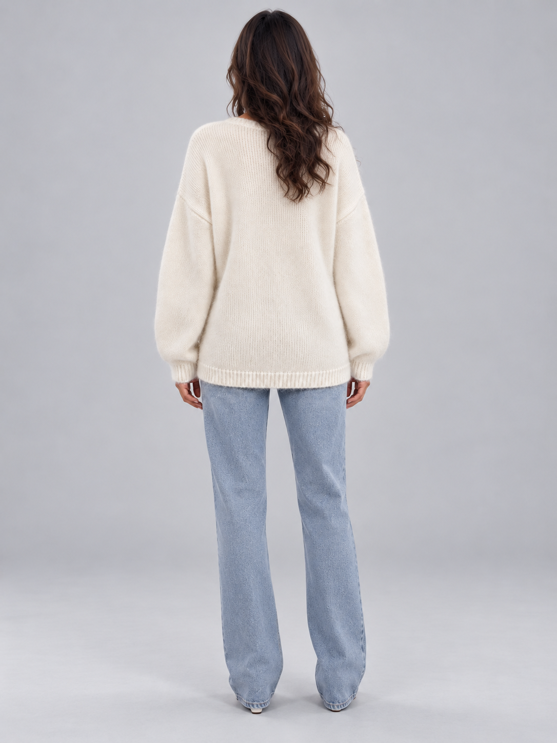 Women's 3D Floral Knit Jumper | Oversized Crew Neck Sweater