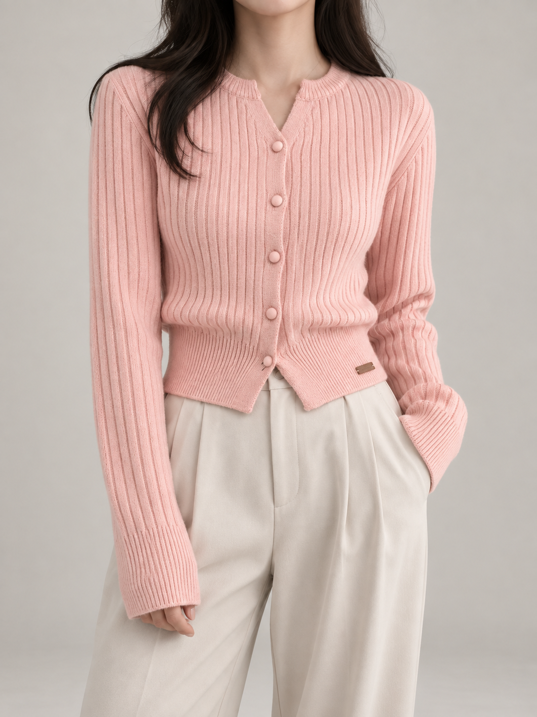 Women's Slim Fit Ribbed Cardigan | Button Front Fitted Knit