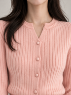 Women's Slim Fit Ribbed Cardigan | Button Front Fitted Knit